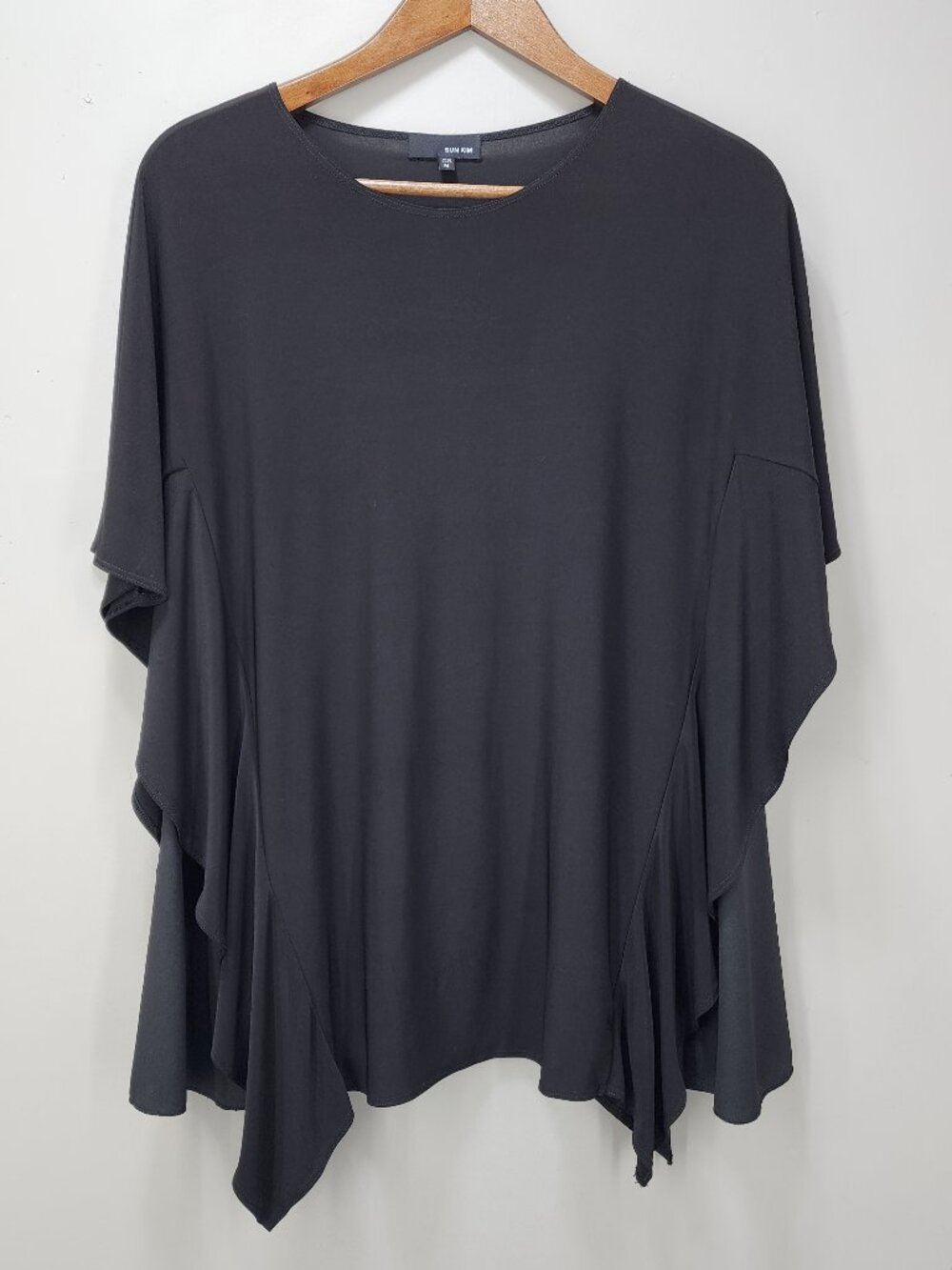 Sun Kim Drapey Ruffle Side Tunic Top Blouse